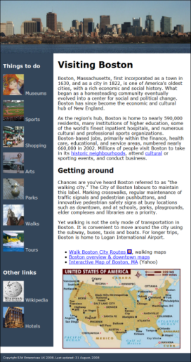Visit Boston web page