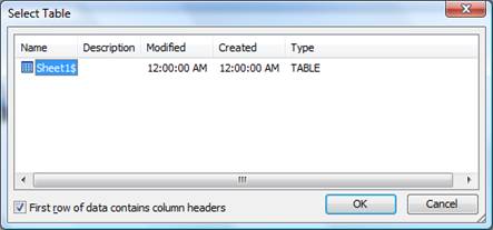 spreadsheet select table