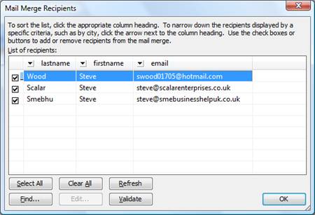 email merge recipients