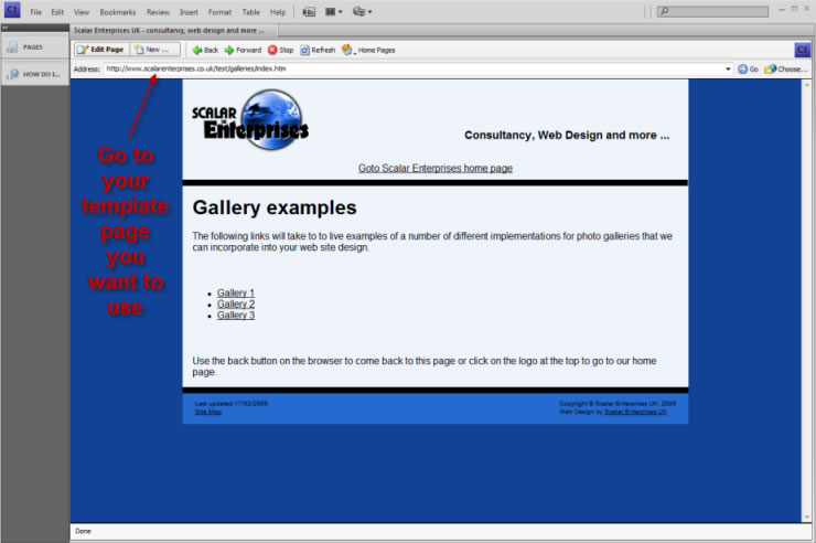 creating a new page in contribute step1