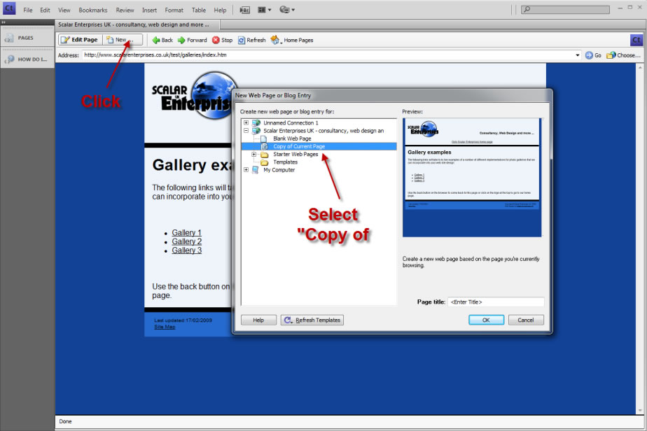 creating a new page in contribute step2
