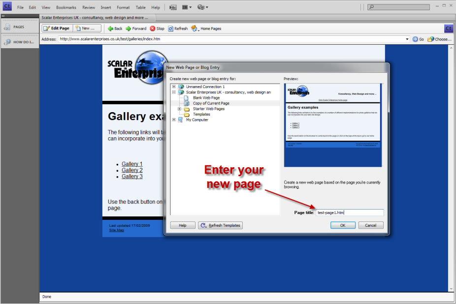 creating a new page in contribute step3