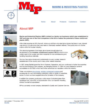 Marine and Industrial Plastics web site screenshot