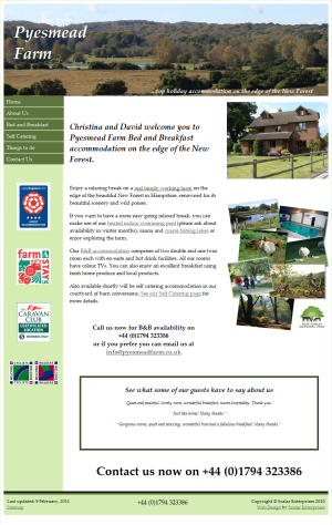 Pyesmead farn bead and breafast and self catering New Forest